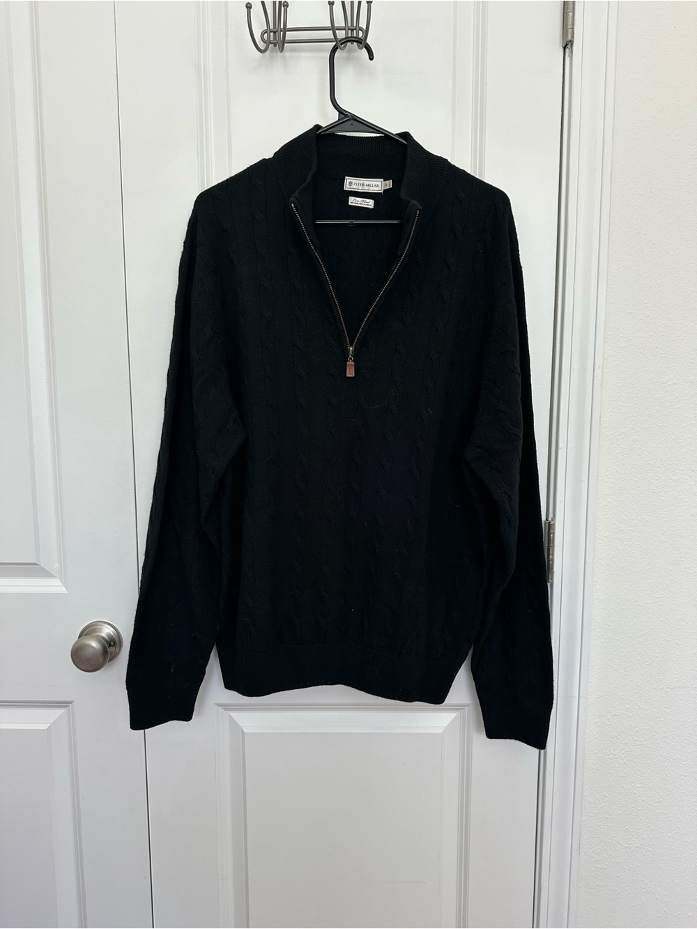Peter Millar Luxe Blend 90% Wool 10% Cashmere 1/4 Zip Sweater Size L